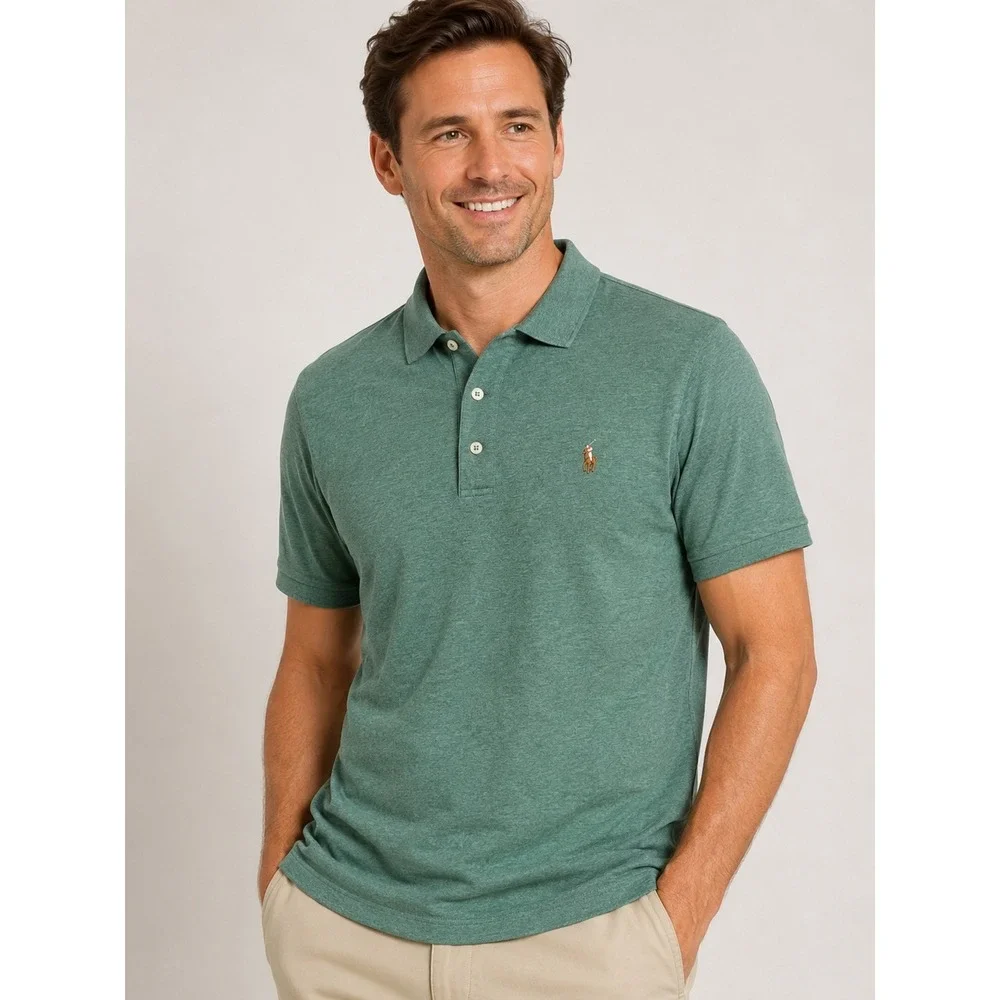 Polo Ralph Lauren Classic Fit Polo Shirt Heather Sage Green Pony Logo Men's M